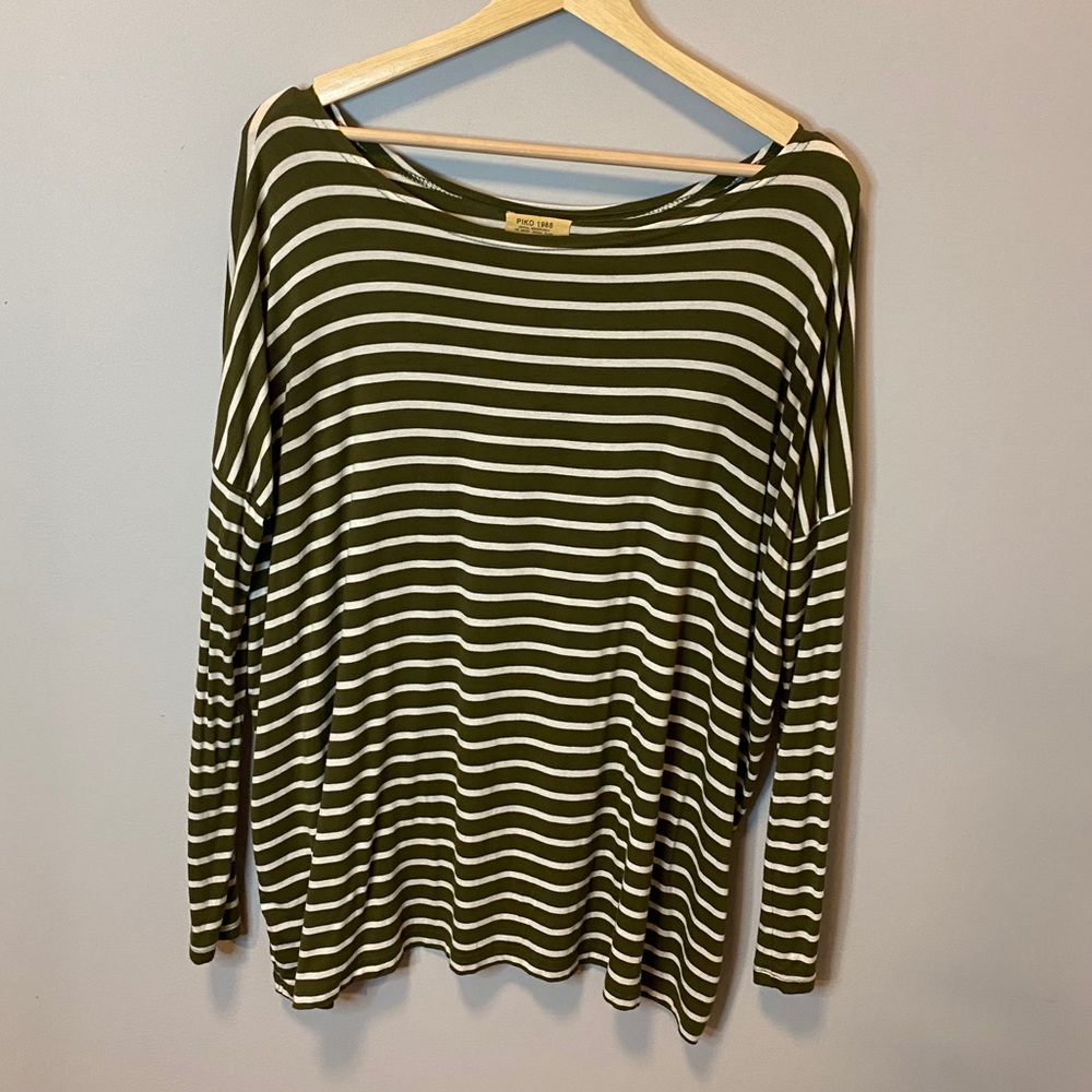 Piko 1988 Green and white striped tunic top